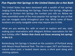 Five Popular Hot Springs in the United States for a Hot Bath