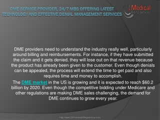 DME Service Provider, 24/7 MBS Offering  latest Technology and Effective Denial Management Services