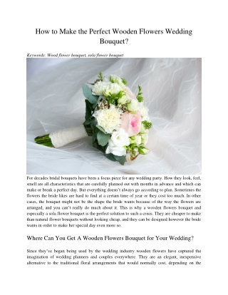 How to Make the Perfect Wooden Flowers Wedding Bouquet?