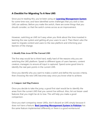 A Checklist For Migrating To A New LMS
