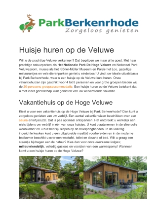 Park Berkenrhode - Huisje huren op de Veluwe