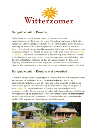 Vakantiepark Witterzomer - Bungalowpark in Drenthe