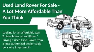 Used Land Rover For Sale - A Lot More Affordable Than You Think