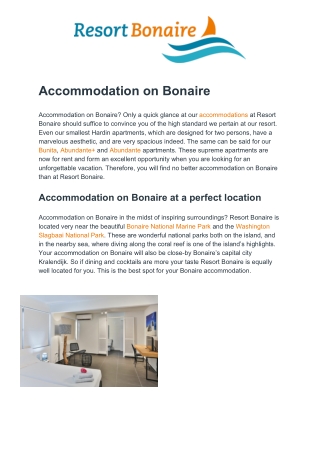 Resort Bonaire - Accommodation on Bonaire