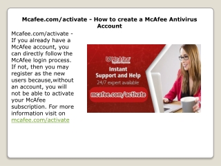 Mcafee.com/activate - How to create a McAfee Antivirus Account