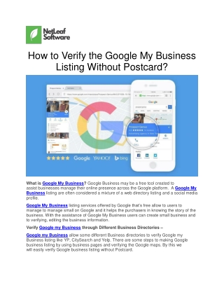 How to Verify the Google My Business Listing Without Postcard?