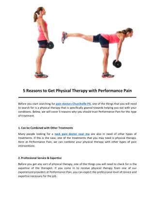 5 Reasons to Get Physical Therapy with Performance Pain