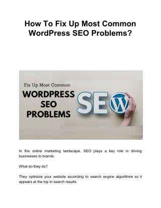 How To Fix Up Most Common WordPress SEO Problems?