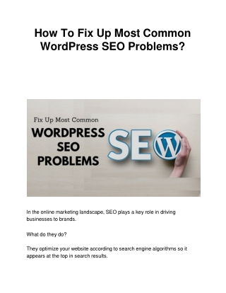 How To Fix Up Most Common WordPress SEO Problems?