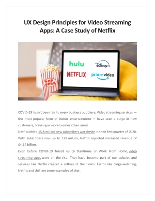 UX Design Principles for Video Streaming Apps: A Case Study of Netflix