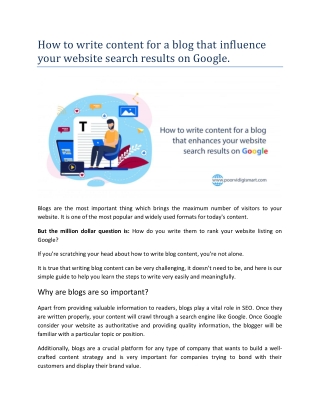 How to write content for a blog that influence your website search results on Google