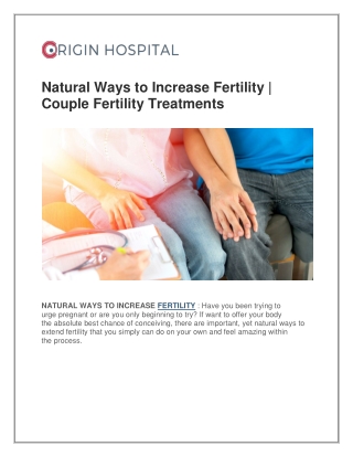 Natural Ways to Increase Fertility | Couple Fertility Treatments