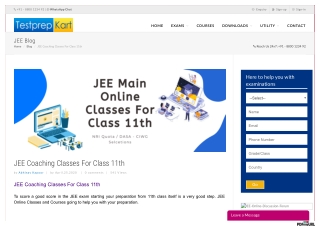 JEE Classes For 11th