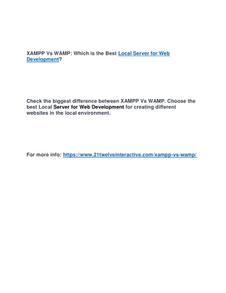 XAMPP Vs WAMP: Which is the Best Local Server for Web Development?