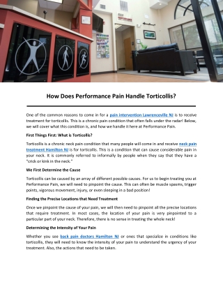 How Does Performance Pain Handle Torticollis?