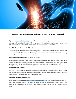 What Can Performance Pain Do to Help Pinched Nerves?
