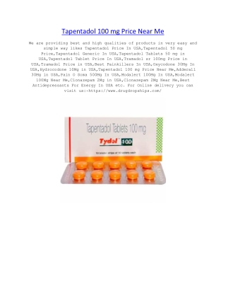 Tapentadol 100 mg Price Near Me