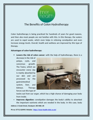 The Benefits of Colon Hydrotherapy