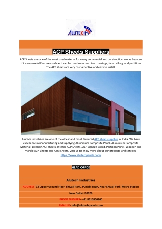 ACP Sheets Suppliers