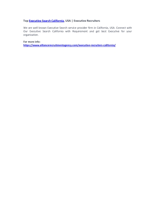 Top Executive Search California, USA | Executive Recruiters