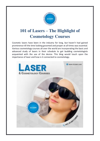 101 of Lasers – The Highlight of Cosmetology Courses