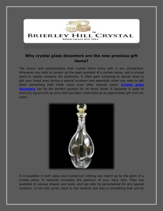 Why crystal glass decanters are the new precious gift items?