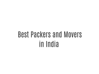 Best Packers & Movers In India