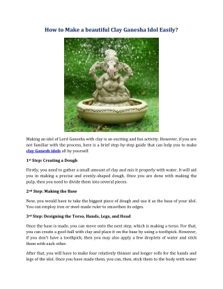 How to Make a beautiful Clay Ganesha Idol Easily?