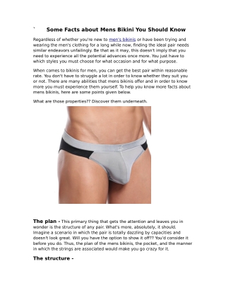 Some Facts about Mens Bikini You Should Know