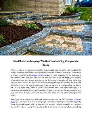 Hard Rock Landscaping: The Best Landscaping Company in Barrie