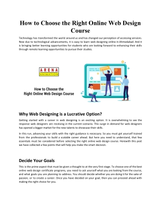 Online Web design courses in Ahmedabad by Best Web Design Training Institute | Arena Animation