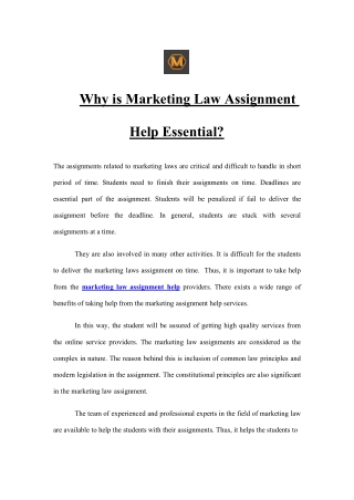 Why is Marketing Law Assignment Help Essential?