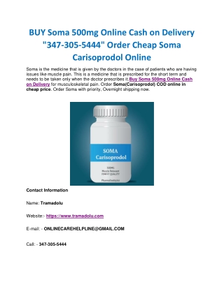 BUY Soma 500mg Online Cash on Delivery "347-305-5444" Order Cheap Soma Carisoprodol Online