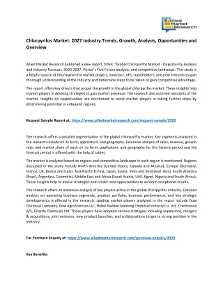 Chlorpyrifos Market Growth Analysis By Manufacturers, Regions, Type And Application, Forecast Analysis