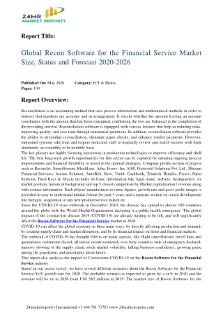 Recon Software for the Financial Service Market Size, Status and Forecast 2020-2026