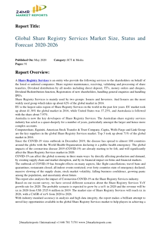 Share Registry Services Market Size, Status and Forecast 2020-2026