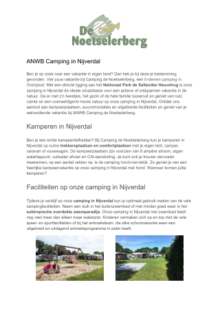 Camping de Noetselerberg - Camping Nijverdal