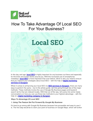 How To Take Advantage Of Local SEO For Your Business?