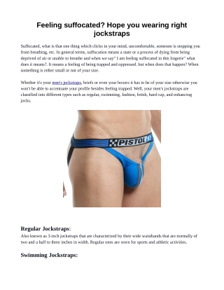 Feeling suffocated? Hope you wearing right jockstraps