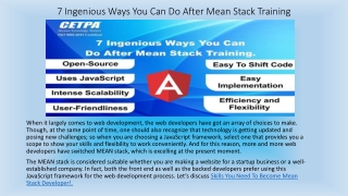 7 Ingenious Ways You Can Do After Mean Stack online Course