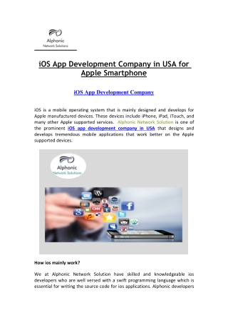 iOS App Development Company in USA for Apple Smartphone