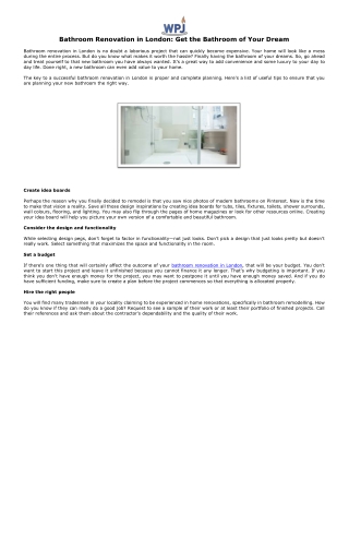 Bathroom Renovation in London: Get the Bathroom of Your Dream