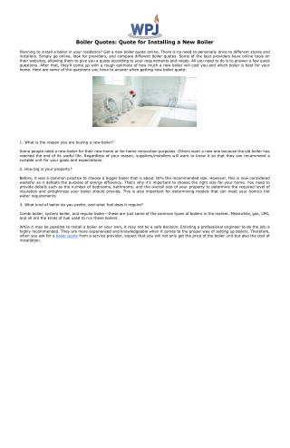 Boiler Quotes: Quote for Installing a New Boiler