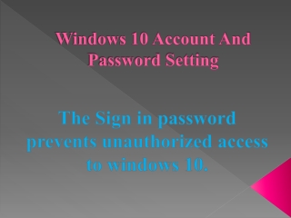 Windows 10 Account And Password Setup