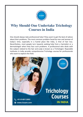 Why Should One Undertake Trichology Courses in India?