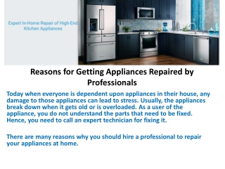 Reasons for Getting Appliances Repaired by Professionals