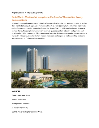 Birla Worli - Residential complex in the heart of Mumbai for luxury home seekers