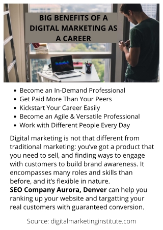 BIG BENEFITS OF A DIGITAL MARKETING AS A CAREER