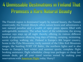 4 Unmissable Destinations in Finland That Promises a Rare Natural Beauty