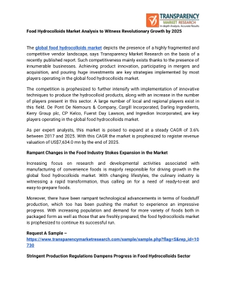 Food Hydrocolloids Market Analysis to Witness Revolutionary Growth by 2025